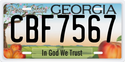 GA license plate CBF7567