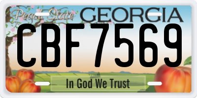 GA license plate CBF7569