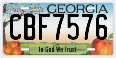 GA license plate CBF7576