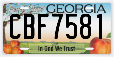 GA license plate CBF7581