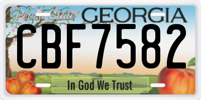 GA license plate CBF7582