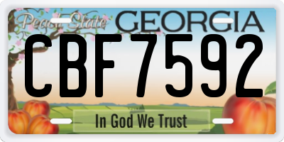 GA license plate CBF7592