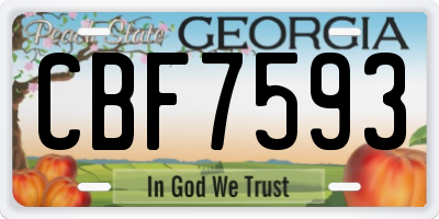 GA license plate CBF7593