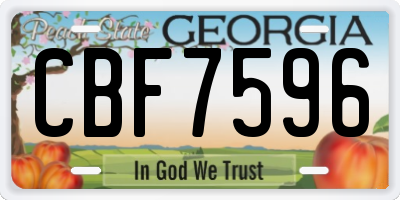 GA license plate CBF7596