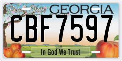 GA license plate CBF7597