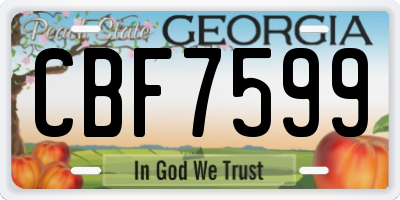 GA license plate CBF7599