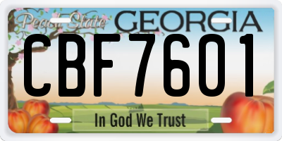 GA license plate CBF7601
