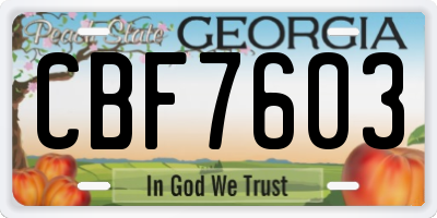 GA license plate CBF7603