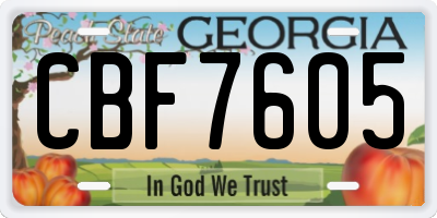 GA license plate CBF7605