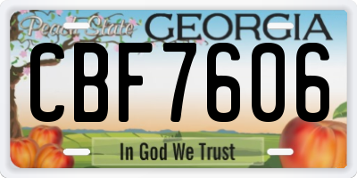 GA license plate CBF7606