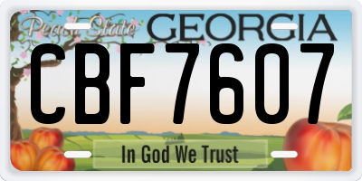 GA license plate CBF7607