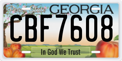 GA license plate CBF7608