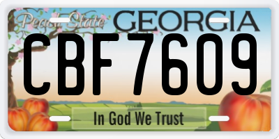 GA license plate CBF7609