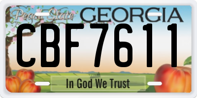 GA license plate CBF7611
