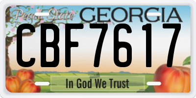 GA license plate CBF7617