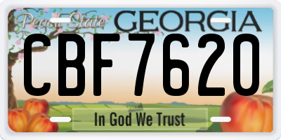 GA license plate CBF7620
