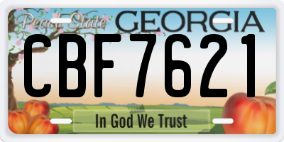 GA license plate CBF7621
