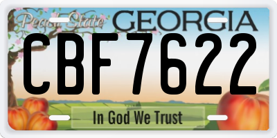 GA license plate CBF7622