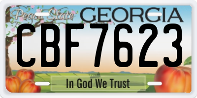 GA license plate CBF7623