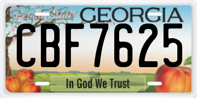 GA license plate CBF7625