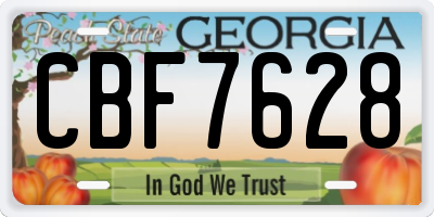 GA license plate CBF7628