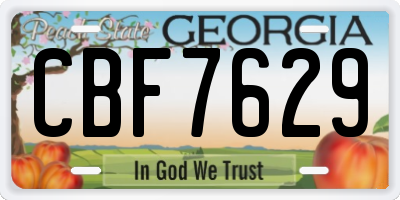 GA license plate CBF7629