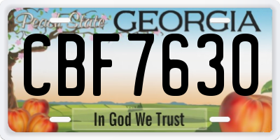 GA license plate CBF7630