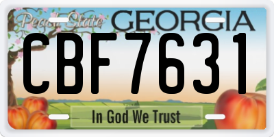 GA license plate CBF7631