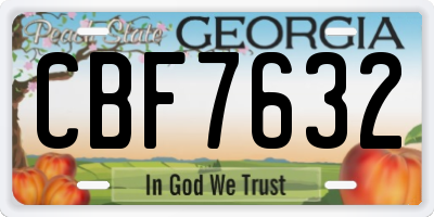 GA license plate CBF7632
