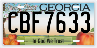 GA license plate CBF7633