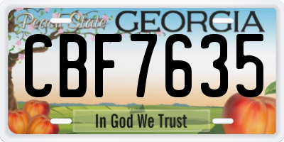 GA license plate CBF7635