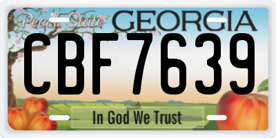 GA license plate CBF7639