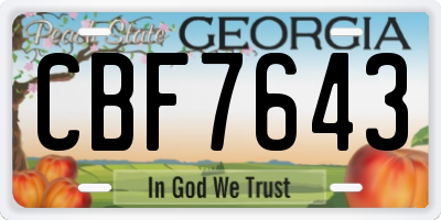 GA license plate CBF7643