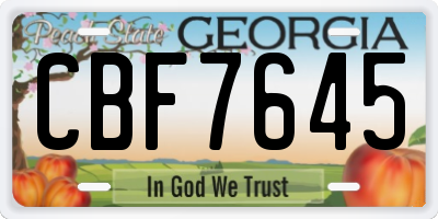 GA license plate CBF7645