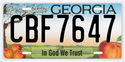 GA license plate CBF7647