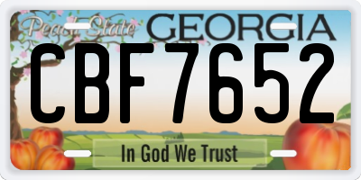 GA license plate CBF7652