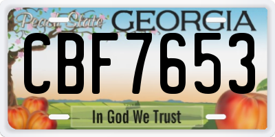 GA license plate CBF7653