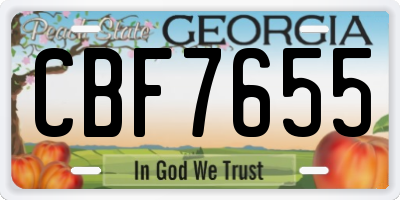 GA license plate CBF7655