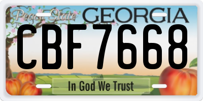 GA license plate CBF7668