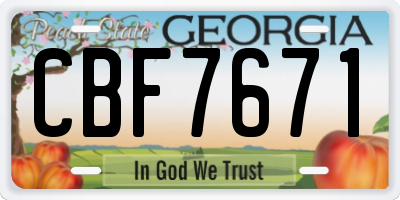 GA license plate CBF7671