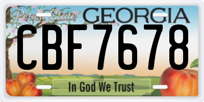 GA license plate CBF7678