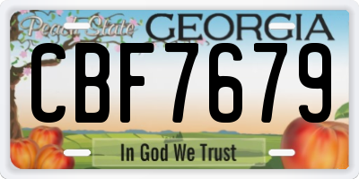 GA license plate CBF7679