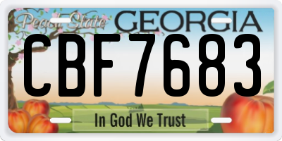 GA license plate CBF7683
