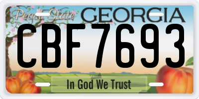 GA license plate CBF7693