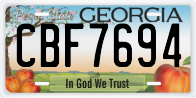 GA license plate CBF7694