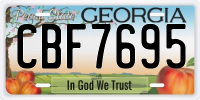 GA license plate CBF7695