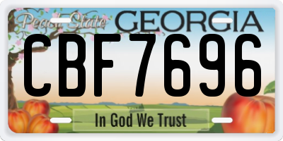 GA license plate CBF7696