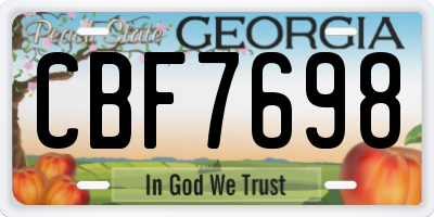 GA license plate CBF7698