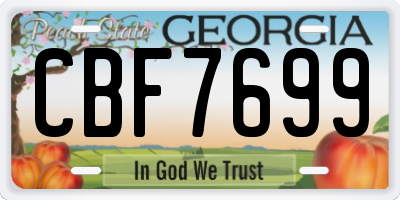 GA license plate CBF7699