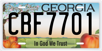 GA license plate CBF7701